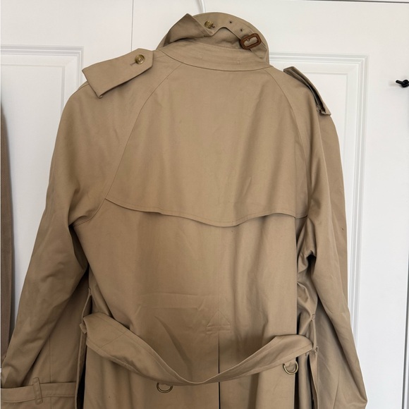 Vintage Burberry Burberrys Trench Coat Tan Plaid Lined Belted 46 Long Classic - Picture 4 of 16